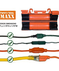 Heavy Duty Outdoor Extension Cord Safety Cover and Weatherproof Connector Protector, 2 Pack, bright orange, fits large cords