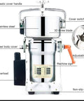 Electric Grain Grinder Mill High Speed Powder Machine For Beans Seeds Nuts Spices Herbs Pepper Cereal Wheat Coffee Grinder showing parts