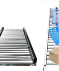 Industrial Workhorse Light Duty Gravity Roller Conveyor Slide Smooth Warehouse Freight Operator No Fuss Steel Roller Track For Factory Hauling 40X100CM with water bottle and box.
