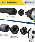 Low Profile Impact Socket Adapter Set For Tight Spaces Lets You Convert Drive Sizes From Three Eighths To Half Inch And From One Quarter To Three Eighths And From Three Quarters To One Inch And From One Half To Three Quarters Four Pack For Pros showing different adapter pieces