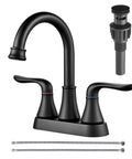 4 Inch Centerset Bathroom Sink Faucet With 2 Handles Chrome Finish, Durable SUS304 Stainless Steel, 360 Degree Swivel Spout, Pop Up Drain
