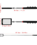 Telescoping Inspection Mirror Kit With LED Lights, 34 Inch Extendable Pole And 360 Degree Swivel, 2.5 Inch By 1.7 Inch Mirror