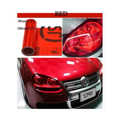 Red Tint Car Light Tint Film 48x12 Inch Self Adhesive Vinyl Wrap For Headlights Fog Lights Taillights Turn Signals 120x30cm