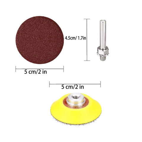 Built Tough 300 Piece 2 Inch Sanding Disc Set Packing 80 To 3000 Grit Grades and Fast Swap Backing Pad with 2-inch pads.