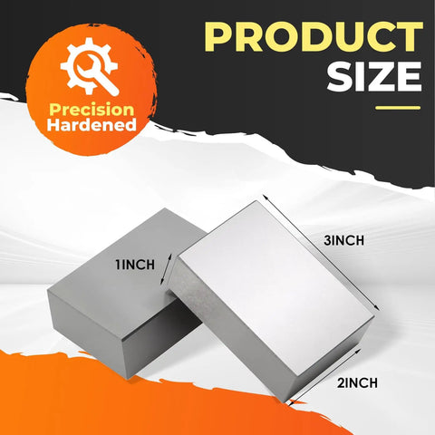 Two Pack Precision 1-2-3 No Hole Blocks In Hardened Steel 0.0002-0.0003 In Tolerance HRC 57-62 All Six Sides Hardened And Ground Cross Drilled For Lightweight Strength Built Tough For Quick Setup And Accurate Machining, 1x2x3 inch