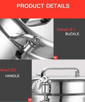 Close-up of buckle and handle on Industrial Grade Electric Grain And Spice Grinder Pro Grade Stainless Steel Heavy Duty Pulverizer.