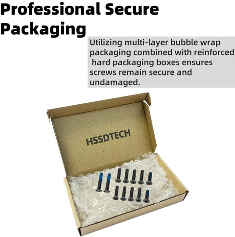 Professional secure packaging for Heavy Duty Premium Slick Black Laptop Bottom Case Screws Replacement Bundle for Asus Tuf Gaming.