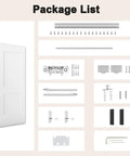 Package contents for Kick Back Those Old Hinges With This Seamless Concealed Sliding Barn Door 30 By 84 Inches hardware kit.