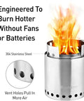 Go To Campfire Wood Burning Stove For Backpacking Portable Stainless Steel Stove For Outdoor Cooking