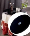 Black Rotating Glass Serving Tray For Kitchen Round Lazy Susan Turntable Tabletop Plate Heavy Duty With Stable Base on table