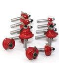 Get Things Done Fast With These Killer 30 Pack Red Mill Router Bits Featuring Rock Solid 8Mm Carbide Shank For Heavy Duty Woodworking Trimming Engraving And Carving, showing various red router bits.