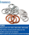 Toyota Transfer Case and Differential Service Gasket Kit 18 Pcs Replacement for Most Toyota Vehicles Part Numbers 9043024003 90430A0003 1215710010 High Quality Materials Easy Installation shown with metal gaskets for sealing purposes.