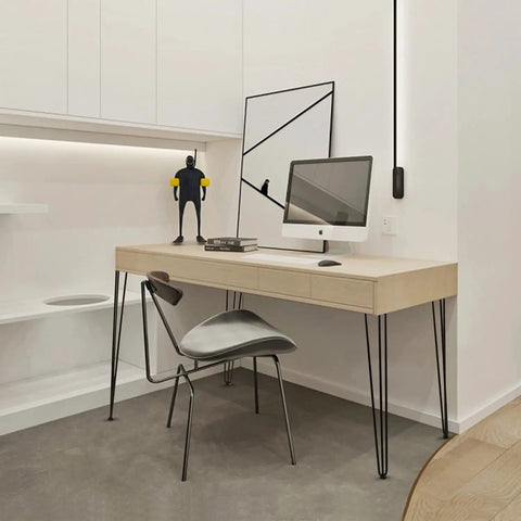 Office setup with desk featuring 30 Inch Hairpin Table Legs Set Of 4 Beefy Heavy Duty Diy Furniture Legs in satin black