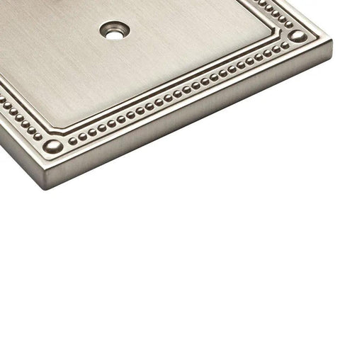 Beaded 1 Gang Duplex Outlet Wall Plate GFI Outlet Cover 3 Pack ETL Certified Modern Brushed Nickel Finish Decorative Electrical Wall Plate with Vintage Bead Detailing for a Timeless Classic Look showing the beaded edge detail.