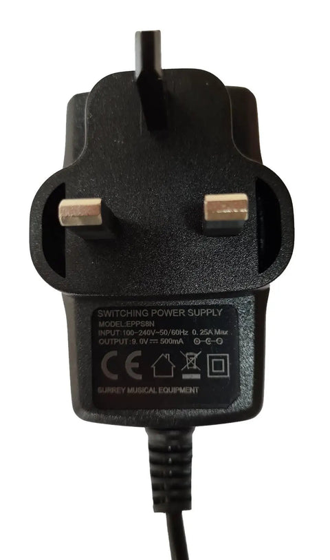 9V 500mA Regulated Power Supply For RC-5 Loop Station Adapter With 2.1x5.5 Mm Center Negative Plug, power plug close-up