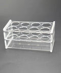 Clear Acrylic Test Tube Rack With Eight Wells For 50 Milliliter Centrifuge Tubes, 30 Millimeter Hole Diameter, Transparent Three Layer Design