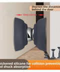 Silicone Magnetic Door Stopper That Holds Strong And Silent With Anti Collision Features For A Quiet Home Setup Gray Color mounted behind door.
