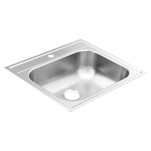 2000 Series 25 Inch 20 Gauge Drop In Stainless Steel Kitchen Sink with Quick Mount Single Bowl 1 Hole Noise Reducing Sound Shield