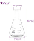 4 Piece Narrow Mouth Glass Erlenmeyer Flask Shot Glass Set, 50ml Each, 3.3 Borosilicate Glass With Printed Graduation, Built Tough
