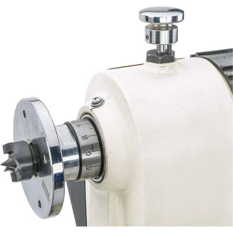 Dead Reliable Bench Top Wood Lathe With 12 Inch Swing And 15 Inch Turning Space close-up view of electronic speed control knob.