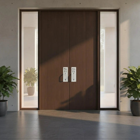 Beefy Silver Bar Door Handle For Exterior Doors Surface Mounted Push Pull Hardware 304 Stainless Steel on wood door