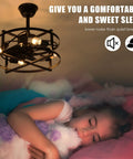 Caged Ceiling Fan With Remote Control And Light, Farmhouse Flush Mount Industrial Low Profile Ceiling Fan in bedroom scene