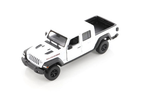 Jeep Gladiator 1/27 Scale Diecast Pickup Truck Model In White With Openable Doors And Tailgate, angled view