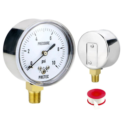 2.5 Inch Diaphragm Pressure Gauge For Low Pressure Gas And Vacuum Micro Precision With Radial Mount NPT 1/4 Inlet 0-10 PSI Range