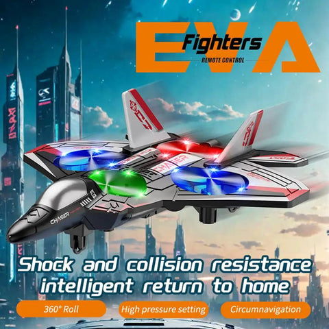 Big Power 2.4GHz RC Plane For Kids And Adults Easy To Fly Foam Airplane With LED Lights On Display At Night