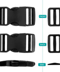 10 Pack 1 Inch Plastic Buckles For Straps With 20 Tri Glide Slide Clips Quick Side Release Fits 1 Inch Nylon Webbing Canvas Straps