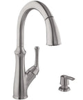 Tamera Kitchen Faucet With Pull Down Sprayer And Soap Dispenser No Fuss Quick Install Single Handle High Arc Spout Stainless Steel Finish