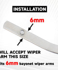12 Inch Straight Shooter Stainless Steel Bayonet Wiper Blades Set Of Two No Worries Swap Non Hook Flat Interface Sweepers For Classic Cars Marine Boats And Vintage Convertibles Reliable Rain Defense - installation guide showing 6mm fitting