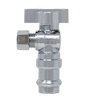 ProPress Angle Stop Valve 1/2 In Press x 3/8 In Compression, Heavy-Duty Lead-Free Brass Plumbing Shutoff, Leak-Free Connection, Quick Install, Durable, Professional-Grade Valve For Home And Commercial Plumbing, chrome angle valve