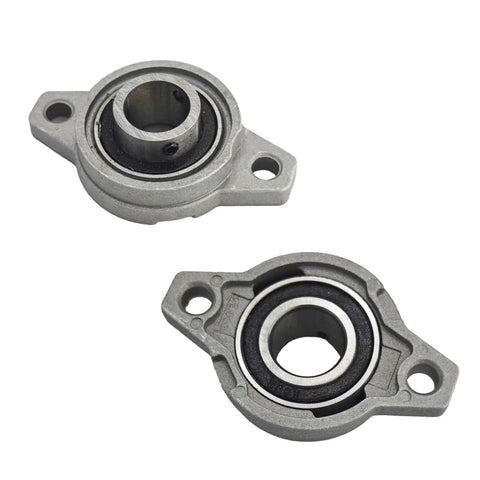 2 Pack KFL000 15mm Pillow Block Flange Bearing Self Aligning Mounted Zinc Aluminum Alloy Bearing for Linear Shaft Support in Machinery, Power Equipment and DIY Projects, front and back view