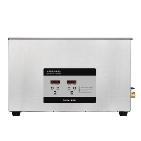 Pro Grade Heavy Duty Ultrasonic Cleaner With 30 Liter Heated Wash Tank And 600W Deep Soak Degreaser front view with digital controls.