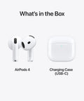 Premium Wireless Earbuds With A Truly Slick Contoured Shape And Dope Personalized Spatial Audio That Makes Every Track Sound Straight Fire For Daily Chilling Quick Tap Controls And Crisp Call Clarity - AirPods 4 and USB-C charging case.