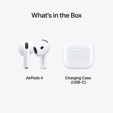 Premium Wireless Earbuds With A Truly Slick Contoured Shape And Dope Personalized Spatial Audio That Makes Every Track Sound Straight Fire For Daily Chilling Quick Tap Controls And Crisp Call Clarity - AirPods 4 and USB-C charging case.