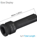 Impact Hex Bit Socket 13mm, 60mm Long, Three Eighths Inch Drive, Chrome Molybdenum Steel One Piece Construction