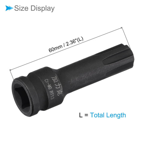 Impact Hex Bit Socket 13mm, 60mm Long, Three Eighths Inch Drive, Chrome Molybdenum Steel One Piece Construction