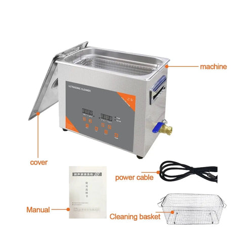 Heavy Duty 3L Ultrasonic Cleaner With Heater for vinyl records and auto parts, stainless steel with digital timer and control.