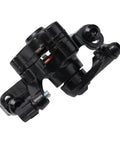 Rock Solid Mechanical Disc Brake Set With Dual Piston Calipers and Six Bolt Rotor showing black dual piston caliper design.