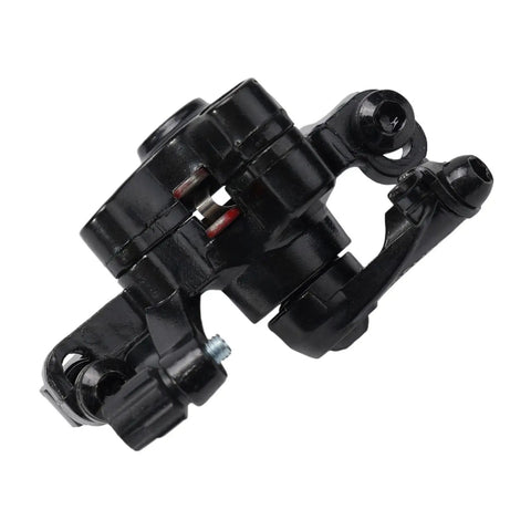 Rock Solid Mechanical Disc Brake Set With Dual Piston Calipers and Six Bolt Rotor showing black dual piston caliper design.