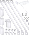 Heavy Duty Wire Shelf Support Brackets Kit For Closets Featuring Solid Metal Bars Wire Shelving Clips Corner Mounts And Screws, 20 inch steel brackets with clips and screws
