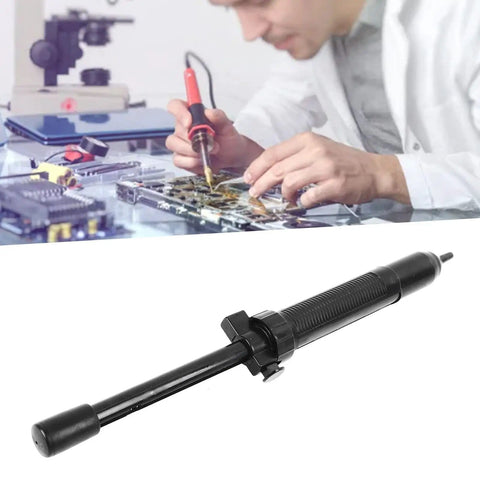 Pro Grade Manual Desoldering Tool With 21cm Hg Suction Power for Electronics Repair and PCB Maintenance shown on desk
