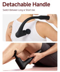 Upgraded 2 In 1 Massage Gun With Heat For Deep Tissue Back And Neck Relief Extension Handle Pro Grade in use on back and leg