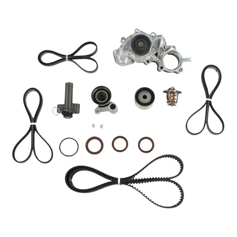 Heavy Duty Coolant Water Pump And Timing Belt Kit For Toyota Tundra 4Runner T100 With 3.4L V6 Engine Compatible Part Numbers 1354062021 1610069398 kit parts laid out