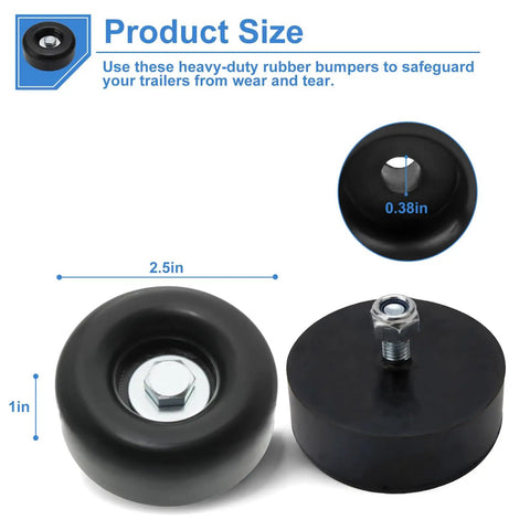 Beefy Heavy Duty Round Rubber Foot Pads 2.5 Inch Anti Vibration Dampeners 6 Pack Universal Feet For Generators Compressors Pressure Washers Pumps Trailers With Screw Kits