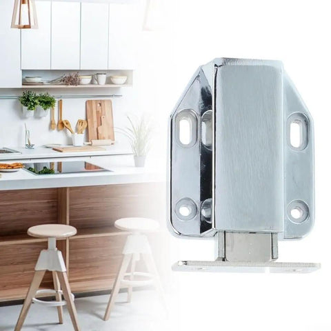 Ultra Smooth Push To Open Cabinet Door Catch Lock Spring Loaded Zinc Alloy Hardware, 2.55 Inch, ideal for modern kitchen cabinets.