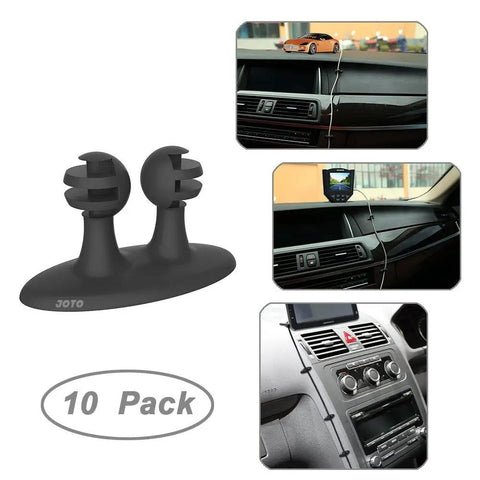 Premium Self Adhesive Car Cable Clips Straight Up Essential Cord Management Kit With Tough 3M Backing To Keep Your Desks And Cars Hella Organized In Smooth Black Ten Piece Bundle