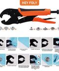 Beefy Heavy Duty Snap Fastener Tool Set With Adjustable Punch And Setter Includes 40 Snap Sets 15mm Stainless Replacing Metal Snaps For Marine Repair Boat Covers Fabrics Canvas Tarps with installation guide.
